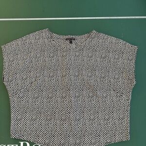 Eileen Fisher Black and White Dot Shirt blouson style cropped airy